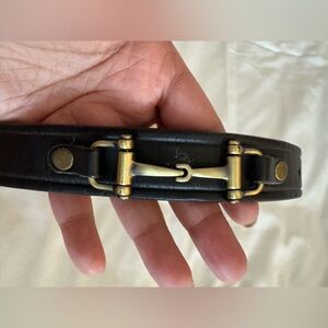 Tory Leather Black Gold Horsebit Equestrian Waist Belt Size 24
